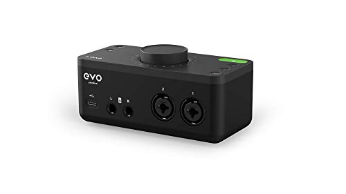 Tarjeta de sonido EVO 4 USB Audio Interface para producción musical (2 entradas / 2 salidas USB audio-interface, alimentación fantasma de 48 voltios, 2 preamplificadores de micrófono, etc.)