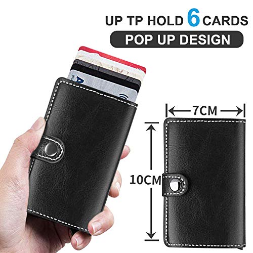 Tarjetero para Tarjeta de Crédito, PU Cartera Mini de Aluminio con RFID Bloqueo 9 Tarjetas para Mujer y Hombre LOCN