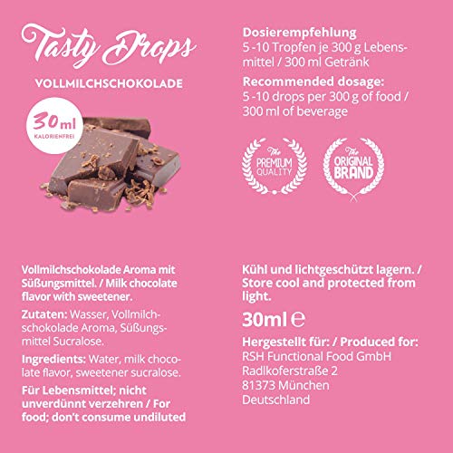 Tasty Drops de GymQueen 30 ml | Gotas de sabores sin calorías, sin azúcar y sin grasa | Gotas de aroma para endulzar la comida | Chocolate