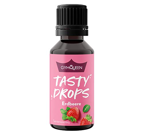 Tasty Drops de GymQueen 30 ml | Gotas de sabores sin calorías, sin azúcar y sin grasa | Gotas de aroma para endulzar la comida | Fresa