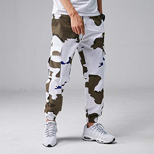 Tasty Life Monos para Hombres, Pantalones para Correr, Efecto De Camuflaje, Tendencia Casual, Pantalones, Ropa De Trabajo Informal, Bolsillos Múltiples, Pantalones Cómodos(XL)