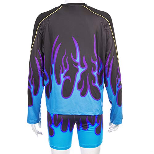 Tasty Life Traje De Club De Mujer Ropa Deportiva De Verano Camiseta De Manga Larga Con Estampado De Llamas + Pantalones Cortos Pantalones De Culturismo Deportivo De Dos Piezas(L,Blue) Tasty Life Traje De Club De Mujer Ropa Deportiva De Verano Camiseta De Manga Larga Con Estampado De Llamas + Pantalones Cortos Pantalones De Culturismo Deportivo De Dos Piezas(L,Blue)