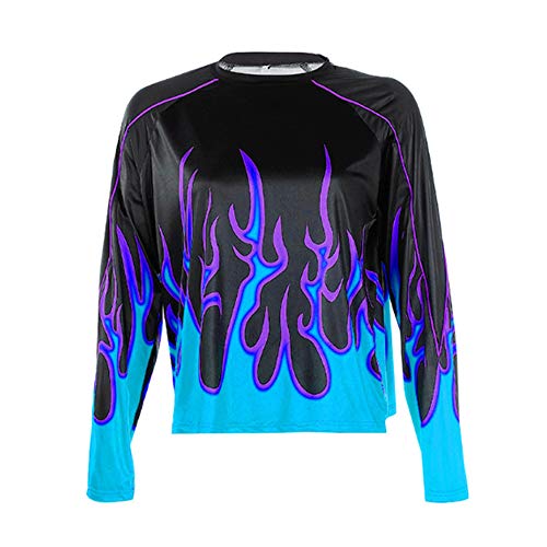 Tasty Life Traje De Club De Mujer Ropa Deportiva De Verano Camiseta De Manga Larga Con Estampado De Llamas + Pantalones Cortos Pantalones De Culturismo Deportivo De Dos Piezas(L,Blue) Tasty Life Traje De Club De Mujer Ropa Deportiva De Verano Camiseta De Manga Larga Con Estampado De Llamas + Pantalones Cortos Pantalones De Culturismo Deportivo De Dos Piezas(L,Blue)