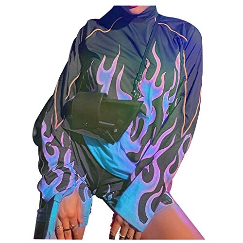 Tasty Life Traje De Club De Mujer Ropa Deportiva De Verano Camiseta De Manga Larga Con Estampado De Llamas + Pantalones Cortos Pantalones De Culturismo Deportivo De Dos Piezas(L,Blue) Tasty Life Traje De Club De Mujer Ropa Deportiva De Verano Camiseta De Manga Larga Con Estampado De Llamas + Pantalones Cortos Pantalones De Culturismo Deportivo De Dos Piezas(L,Blue)