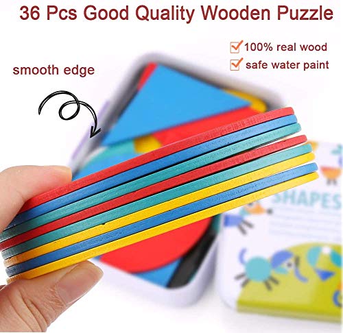 TATAFUN Tangram Madera, Rompecabezas de Madera Bloques, 36 PCS Montessori Puzzle de Madera + 60 PCS Diseño Tarjetas de Apilamiento Juegos y Juguetes Educativos Clasificación de la Infancia TATAFUN Tangram Madera, Rompecabezas de Madera Bloques, 36 PCS Montessori Puzzle de Madera + 60 PCS Diseño Tarjetas de Apilamiento Juegos y Juguetes Educativos Clasificación de la Infancia