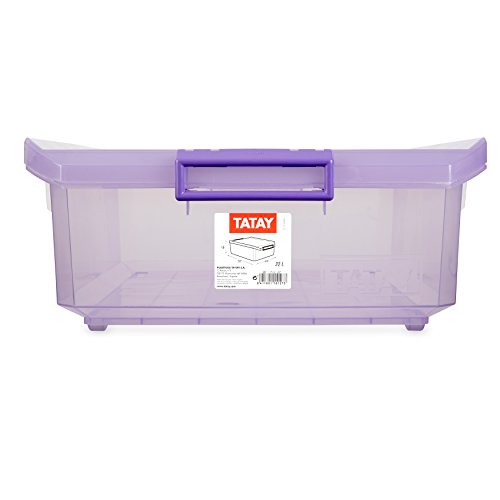 Tatay 1151213 Caja de Almacenamiento Multiusos Bajo Cama con Tapa, 32 l de Capacidad, Plástico Polipropileno Libre de BPA, Lila Translúcido, 40 x 56 x 17,5 cm Tatay 1151213 Caja de Almacenamiento Multiusos Bajo Cama con Tapa, 32 l de Capacidad, Plástico Polipropileno Libre de BPA, Lila Translúcido, 40 x 56 x 17,5 cm