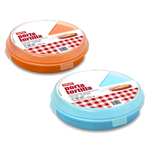 TATAY 1165009 Contenedor para Tortillas Reutilizable, Libre de BPA, Apto para microondas, congelador y lavavajillas, 26 cm de diámetro, 1 Unidad, Colores Surtidos