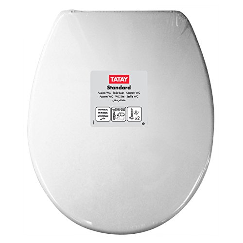 TATAY 4400501 - Standard Asiento con tapa Wc, Plástico Polipropileno, Blanco, 36.50X2.50X44.50 Cm TATAY 4400501 - Standard Asiento con tapa Wc, Plástico Polipropileno, Blanco, 36.50X2.50X44.50 Cm