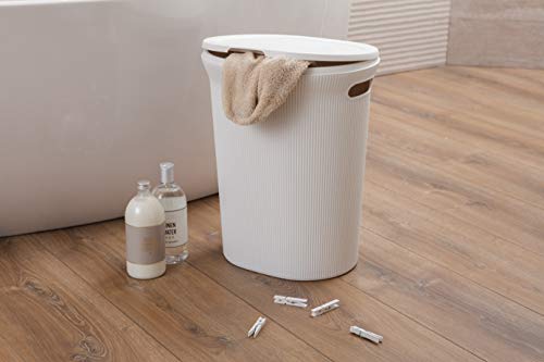 Tatay Baobab - Cesto para la Ropa Sucia con Tapa, 40 l, plástico Polipropileno, Blanco, 41 x 33 x 50 cm Tatay Baobab - Cesto para la Ropa Sucia con Tapa, 40 l, plástico Polipropileno, Blanco, 41 x 33 x 50 cm