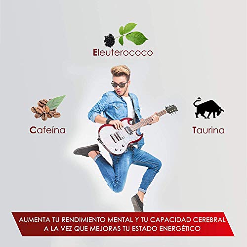 Taurina + cafeína + eleuterococo | Potente energizante y estimulante energético natural | Elimina la fatiga y mejora la resistencia física | Mejora y potencia el rendimiento muscular | 60 cápsulas Taurina + cafeína + eleuterococo | Potente energizante y estimulante energético natural | Elimina la fatiga y mejora la resistencia física | Mejora y potencia el rendimiento muscular | 60 cápsulas