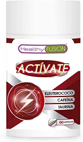 Taurina + cafeína + eleuterococo | Potente energizante y estimulante energético natural | Elimina la fatiga y mejora la resistencia física | Mejora y potencia el rendimiento muscular | 60 cápsulas