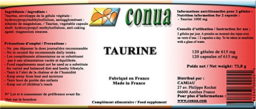 Taurina ( taurin ) 120 Cápsulas Vegetales 500 mg (1000 mg / día) Suplemento de Aminoácidos Esenciales Aumento de la energía para músculos, sistema cardiovascular, culturismo, ojos, esfuerzos deportivos, calambres, dolores en el cuerpo, concentración de la