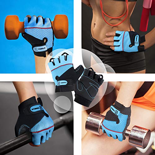 TAVIALO Guantes de Fitness para Mujer S (13-16 cm), Color Azul/Negro/Rojo, Guantes de Gimnasio Mujer para Crossfit Bodybuilding Bicicleta Entrenamiento Deporte. Palma en Piel, Dorso Transpirable TAVIALO Guantes de Fitness para Mujer S (13-16 cm), Color Azul/Negro/Rojo, Guantes de Gimnasio Mujer para Crossfit Bodybuilding Bicicleta Entrenamiento Deporte. Palma en Piel, Dorso Transpirable