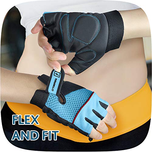 TAVIALO Guantes de Fitness para Mujer S (13-16 cm), Color Azul/Negro/Rojo, Guantes de Gimnasio Mujer para Crossfit Bodybuilding Bicicleta Entrenamiento Deporte. Palma en Piel, Dorso Transpirable TAVIALO Guantes de Fitness para Mujer S (13-16 cm), Color Azul/Negro/Rojo, Guantes de Gimnasio Mujer para Crossfit Bodybuilding Bicicleta Entrenamiento Deporte. Palma en Piel, Dorso Transpirable