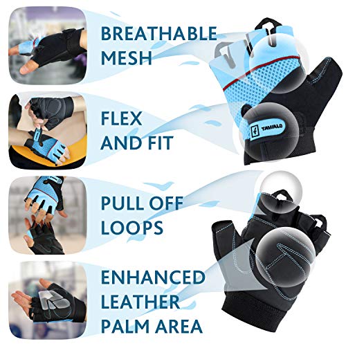 TAVIALO Guantes de Fitness para Mujer S (13-16 cm), Color Azul/Negro/Rojo, Guantes de Gimnasio Mujer para Crossfit Bodybuilding Bicicleta Entrenamiento Deporte. Palma en Piel, Dorso Transpirable TAVIALO Guantes de Fitness para Mujer S (13-16 cm), Color Azul/Negro/Rojo, Guantes de Gimnasio Mujer para Crossfit Bodybuilding Bicicleta Entrenamiento Deporte. Palma en Piel, Dorso Transpirable