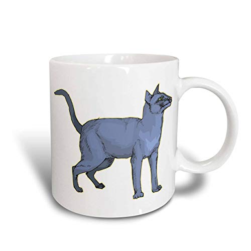 Taza de cerámica de pie con gato azul ruso, taza de café de cerámica para oficina y hogar, taza de té para café, té, leche o cacao, regalo de cumpleaños único para hombres y mujeres, 11 oz