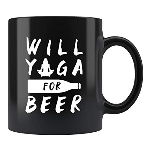 Taza divertida de cerámica negra de 325 ml, regalo divertido para yoga, regalo para instructor de yoga, regalo para clase de yoga, taza para profesores de yoga, taza para yoga