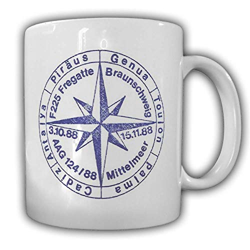 Taza Fregatte Braunschweig F225 Piräus Genua Antalya Palma Cadiz barco Crew ocupación café #24007