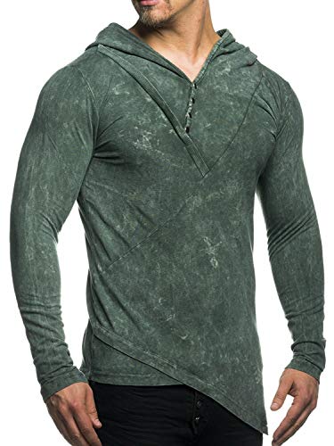 TAZZIO 16205 Camiseta de manga larga para hombre, con capucha caqui L