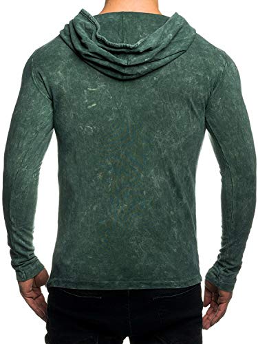 TAZZIO 16205 Camiseta de manga larga para hombre, con capucha caqui L TAZZIO 16205 Camiseta de manga larga para hombre, con capucha caqui L