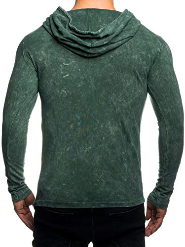 TAZZIO 16205 Camiseta de manga larga para hombre, con capucha caqui L