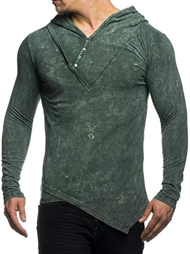 TAZZIO 16205 Camiseta de manga larga para hombre, con capucha caqui L TAZZIO 16205 Camiseta de manga larga para hombre, con capucha caqui L