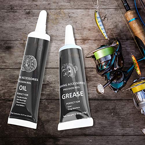 Tbest Aceite y Grasa de Carrete de Pesca,Grasa de Aceite Lubricante Aceite de Grasa de Mantenimiento de Carrete de Pesca Juego de Herramientas de Reparación de Aceite Lubricante de Carrete(Negro)