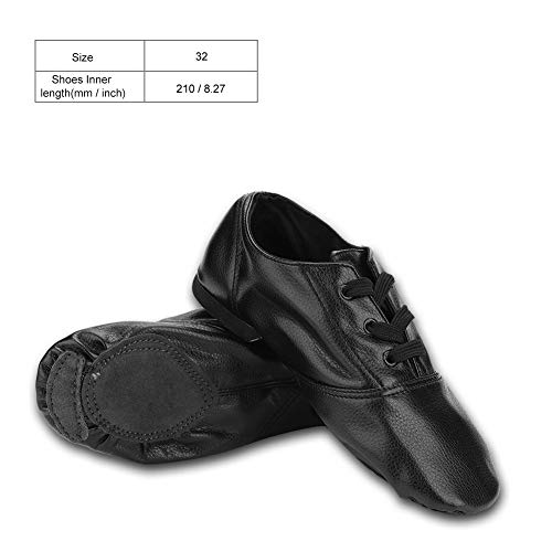 Tbest Zapatos de Baile de Jazz, 1 Par Zapatos de Jazz de Cuero de PU Zapatos de Baile Modernos Zapatos de Danza Cómodos de Suela Dividida de Jazz Practica Ropa de Baile para Niños Adultos(32)