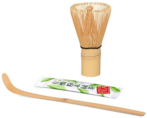 Té Matcha Juego de 3 piezas, antracita rojo, compuesto de té Matcha – Bol, cuchara de té Matcha (y escoba de té Matcha (bambú) en caja de regalo. Original Aricola®