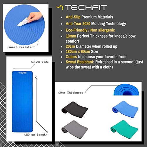 TechFit Esterilla Deporte Gruesa para Gimnasio en Casa – Esterilla Yoga Antideslizante para Ejercicio en Casa – Colchoneta Gimnasia Ideal para Ejercicios en el Suelo, Estiramientos, Abdómenes TechFit Esterilla Deporte Gruesa para Gimnasio en Casa – Esterilla Yoga Antideslizante para Ejercicio en Casa – Colchoneta Gimnasia Ideal para Ejercicios en el Suelo, Estiramientos, Abdómenes