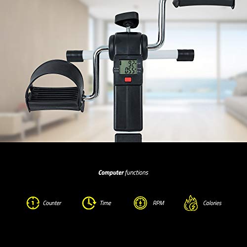 TechFit PED2 Mini Bicicleta Estática para Uso Doméstico y de Oficina, Máquina de Entrenamiento Fácil para Brazos y Piernas, con Pantalla LCD, Adecuada para Recuperación