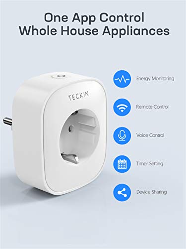 TECKIN Enchufe Inteligente, 16A 3680W Enchufe WiFi Con Monitor de Energía, Compatible con Alexa & Google Home, Enchufe con Control Remoto y Función de Temporizado, Enchufes Inteligentes 2 Packs TECKIN Enchufe Inteligente, 16A 3680W Enchufe WiFi Con Monitor de Energía, Compatible con Alexa & Google Home, Enchufe con Control Remoto y Función de Temporizado, Enchufes Inteligentes 2 Packs