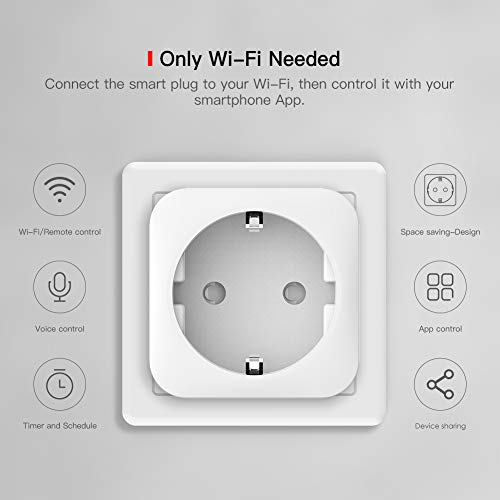 TECKIN WiFi Enchufe Inteligente 16A 3300W Mini Smart Plug Funciona con Siri Amazon Alexa Echo, Google Home, Control remoto con temporizador