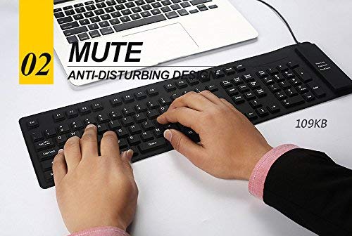 Teclado Flexible, Oxsubor (TM) Teclado Lavable de Silicona Flexible con USB 2.0 109 Teclas Full-Size Compatible para PC portátil Win 7 32/64 Mac (Negro) Teclado Flexible, Oxsubor (TM) Teclado Lavable de Silicona Flexible con USB 2.0 109 Teclas Full-Size Compatible para PC portátil Win 7 32/64 Mac (Negro)
