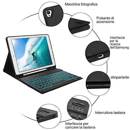 Teclado iPad 10.2 Español,DINGRICH Funda Teclado (Incluye Ñ) para iPad 10.2 2019 2020 8 Generacion/7 Generación 2019/iPad Pro 10.5 2017/Air 3,Bluetooth 7 Colores Retroiluminados Desmontable Negro Teclado iPad 10.2 Español,DINGRICH Funda Teclado (Incluye Ñ) para iPad 10.2 2019 2020 8 Generacion/7 Generación 2019/iPad Pro 10.5 2017/Air 3,Bluetooth 7 Colores Retroiluminados Desmontable Negro