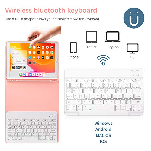 Teclado iPad 10.2 Funda, Funda con Teclado para iPad 10.2 (2019 7 Gen)/(2020 8 Gen) con Ranura de Lápiz -Teclado Bluetooth Inalámbrico Desmontable Teclado iPad 10.2 Funda, Funda con Teclado para iPad 10.2 (2019 7 Gen)/(2020 8 Gen) con Ranura de Lápiz -Teclado Bluetooth Inalámbrico Desmontable