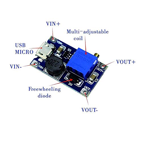 TECNOIOT 2pcs 2A Booster DC-DC Step-up 2/24V to 5/12/28V Micro USB MT3608 Replace XL6009