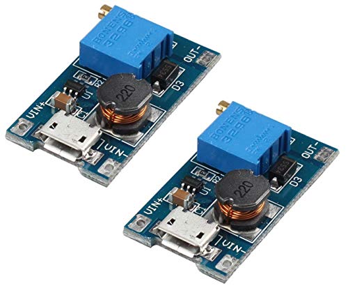 TECNOIOT 2pcs 2A Booster DC-DC Step-up 2/24V to 5/12/28V Micro USB MT3608 Replace XL6009