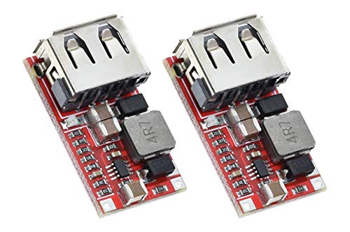 TECNOIOT 2pcs 6-24V 24V 12V to 5V USB Step Down Module DC-DC Converter | 2 Pieces DC-DC Buck Module 6-24V 12V/24V to 5V 3A USB Step Down Power Supply Charger Efficiency 97.5%