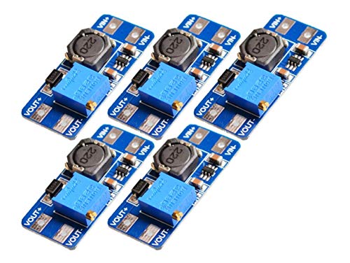 TECNOIOT 5pcs MT3608 2A MAX DC-DC Step Up Power Module Booster Power Module