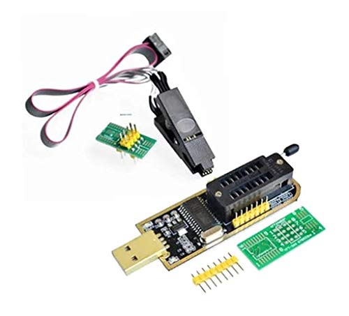 TECNOIOT CH341A 24 25 Series EEPROM Flash BIOS USB Programmer with Software & Driver + SOIC8 SOP8 Clip Adapter Module