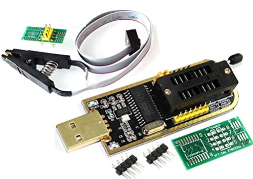 TECNOIOT CH341A 24 25 Series EEPROM Flash BIOS USB Programmer with Software & Driver + SOIC8 SOP8 Clip Adapter Module