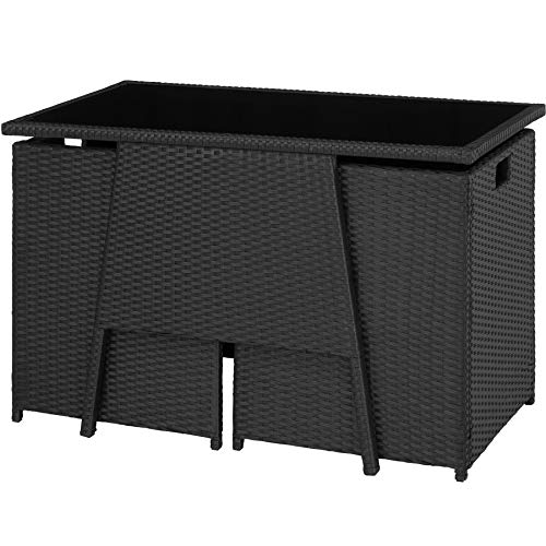 TecTake 800682 - Conjunto de Muebles de Jardín 2+1, Trenzado de Polirratán, Incluye Tornillos de Acero Inoxidable (Negro | No. 403096)