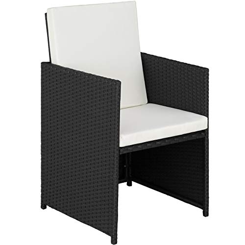 TecTake 800682 - Conjunto de Muebles de Jardín 2+1, Trenzado de Polirratán, Incluye Tornillos de Acero Inoxidable (Negro | No. 403096)