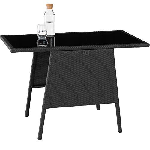 TecTake 800682 - Conjunto de Muebles de Jardín 2+1, Trenzado de Polirratán, Incluye Tornillos de Acero Inoxidable (Negro | No. 403096)