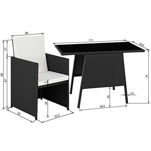 TecTake 800682 - Conjunto de Muebles de Jardín 2+1, Trenzado de Polirratán, Incluye Tornillos de Acero Inoxidable (Negro | No. 403096) TecTake 800682 - Conjunto de Muebles de Jardín 2+1, Trenzado de Polirratán, Incluye Tornillos de Acero Inoxidable (Negro | No. 403096)
