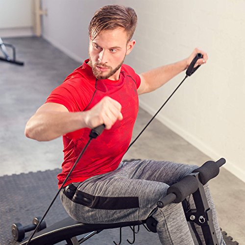 TecTake Banco de musculación - Dimensiones totales: Aprox. 129 x 70 x 55 cm - Plegable Negro + 2 expansor Cuerdas + 2 Deporte Pesas TecTake Banco de musculación - Dimensiones totales: Aprox. 129 x 70 x 55 cm - Plegable Negro + 2 expansor Cuerdas + 2 Deporte Pesas