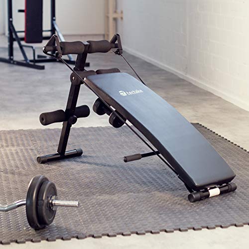 TecTake Banco de musculación - Dimensiones totales: Aprox. 129 x 70 x 55 cm - Plegable Negro + 2 expansor Cuerdas + 2 Deporte Pesas TecTake Banco de musculación - Dimensiones totales: Aprox. 129 x 70 x 55 cm - Plegable Negro + 2 expansor Cuerdas + 2 Deporte Pesas
