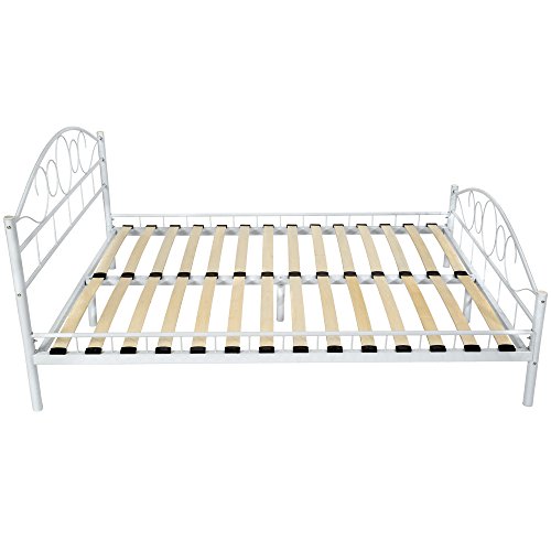 TecTake Cama de Metal Estructura con somier - Varios Modelos - (140x200cm, Blanco) TecTake Cama de Metal Estructura con somier - Varios Modelos - (140x200cm, Blanco)