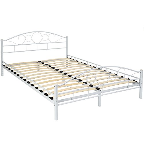 TecTake Cama de Metal Estructura con somier - Varios Modelos - (140x200cm, Blanco) TecTake Cama de Metal Estructura con somier - Varios Modelos - (140x200cm, Blanco)